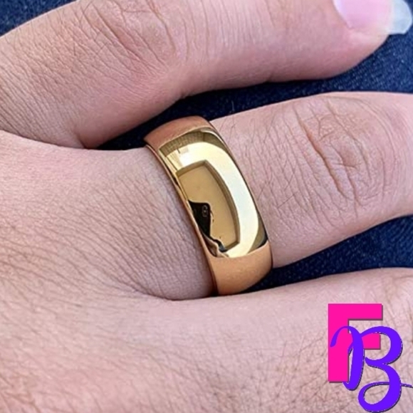 *NEW!* 8MM 14K Gold Tungsten Wedding Band - Picture 4 of 7